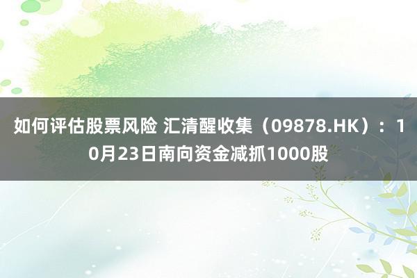 如何评估股票风险 汇清醒收集（09878.HK）：10月23日南向资金减抓1000股