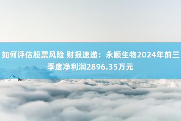 如何评估股票风险 财报速递：永顺生物2024年前三季度净利润2896.35万元