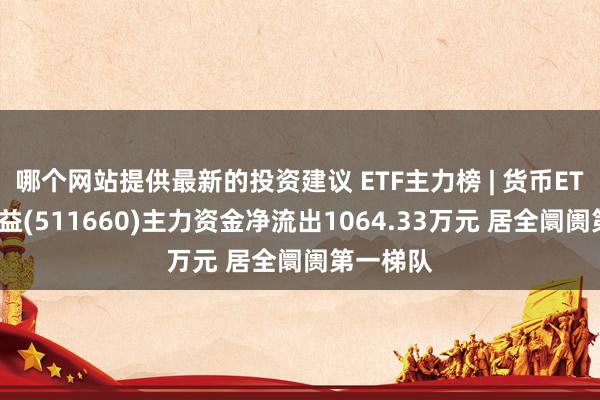 哪个网站提供最新的投资建议 ETF主力榜 | 货币ETF建信添益(511660)主力资金净流出1064.33万元 居全阛阓第一梯队