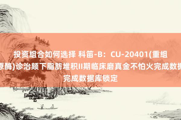 投资组合如何选择 科笛-B：CU-20401(重组突变胶原酶)诊治颏下脂肪堆积II期临床磨真金不怕火完成数据库锁定