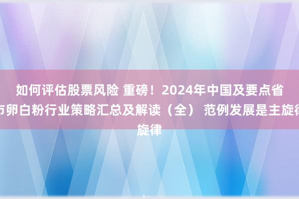 如何评估股票风险 重磅！2024年中国及要点省市卵白粉行业策略汇总及解读（全） 范例发展是主旋律