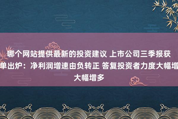 哪个网站提供最新的投资建议 上市公司三季报获利单出炉：净利润增速由负转正 答复投资者力度大幅增多