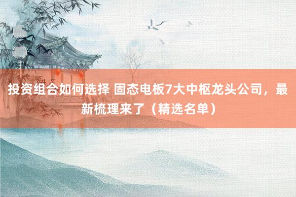 投资组合如何选择 固态电板7大中枢龙头公司，最新梳理来了（精选名单）