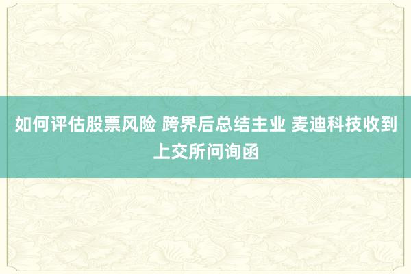 如何评估股票风险 跨界后总结主业 麦迪科技收到上交所问询函