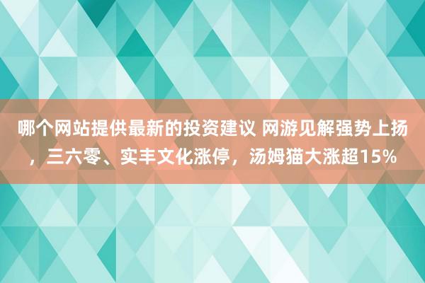 哪个网站提供最新的投资建议 网游见解强势上扬，三六零、实丰文化涨停，汤姆猫大涨超15%