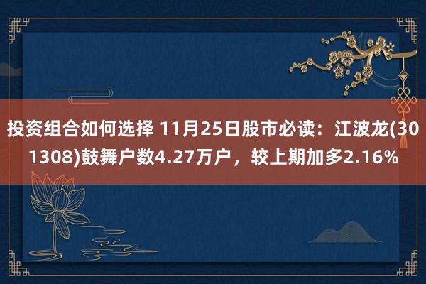 投资组合如何选择 11月25日股市必读：江波龙(301308)鼓舞户数4.27万户，较上期加多2.16%