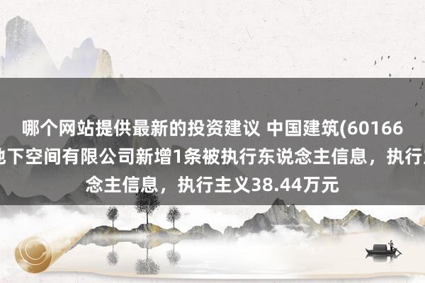 哪个网站提供最新的投资建议 中国建筑(601668)参股的中建地下空间有限公司新增1条被执行东说念主信息，执行主义38.44万元