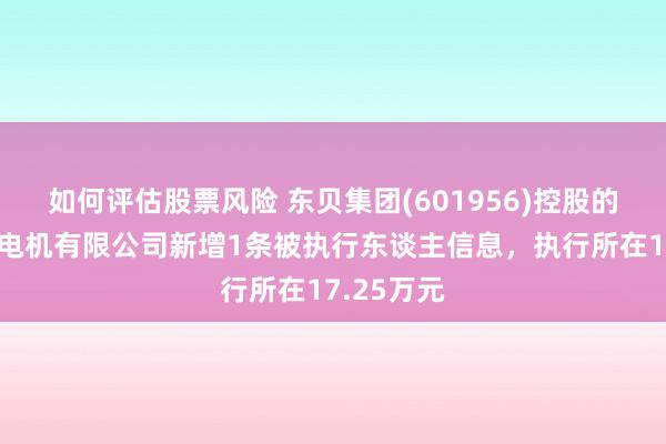 如何评估股票风险 东贝集团(601956)控股的黄石东贝电机有限公司新增1条被执行东谈主信息，执行所在17.25万元