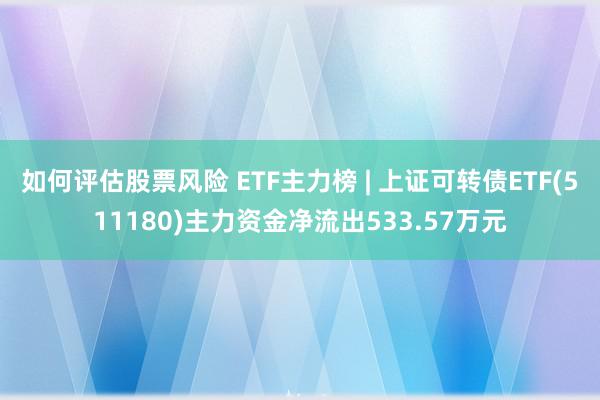 如何评估股票风险 ETF主力榜 | 上证可转债ETF(511180)主力资金净流出533.57万元