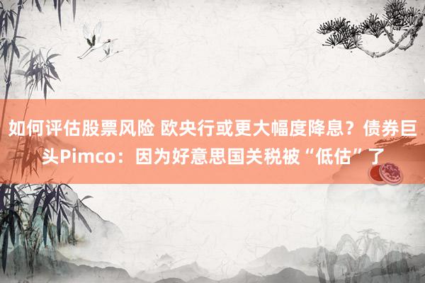 如何评估股票风险 欧央行或更大幅度降息？债券巨头Pimco：因为好意思国关税被“低估”了