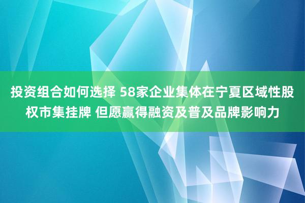 投资组合如何选择 58家企业集体在宁夏区域性股权市集挂牌 但愿赢得融资及普及品牌影响力