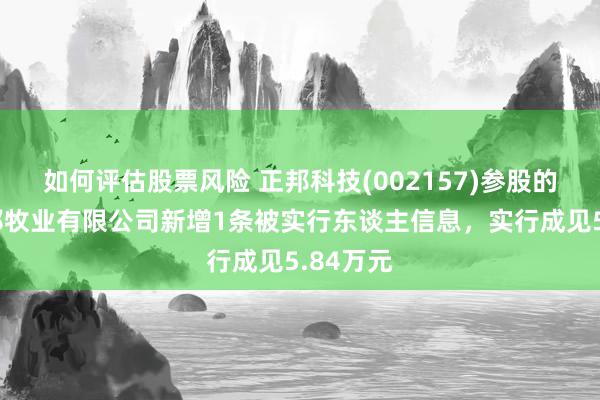 如何评估股票风险 正邦科技(002157)参股的涟水正邦牧业有限公司新增1条被实行东谈主信息，实行成见5.84万元