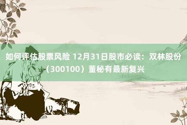 如何评估股票风险 12月31日股市必读：双林股份（300100）董秘有最新复兴