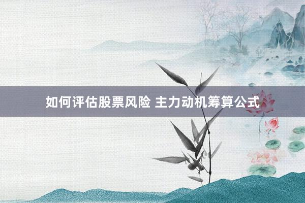 如何评估股票风险 主力动机筹算公式