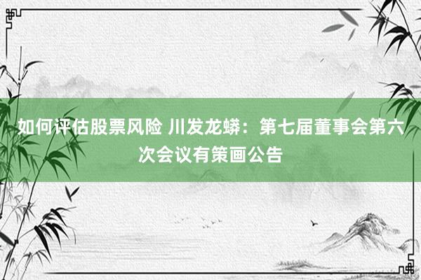 如何评估股票风险 川发龙蟒：第七届董事会第六次会议有策画公告