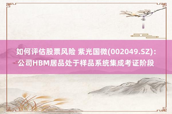 如何评估股票风险 紫光国微(002049.SZ)：公司HBM居品处于样品系统集成考证阶段