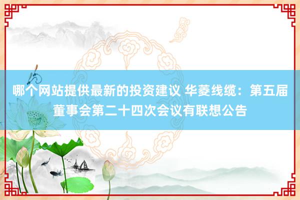 哪个网站提供最新的投资建议 华菱线缆：第五届董事会第二十四次会议有联想公告