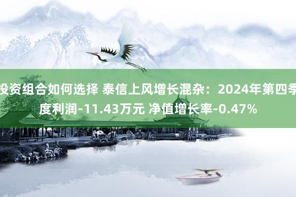 投资组合如何选择 泰信上风增长混杂：2024年第四季度利润-11.43万元 净值增长率-0.47%