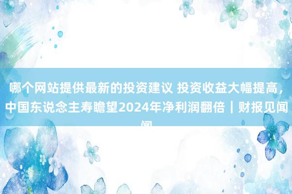 哪个网站提供最新的投资建议 投资收益大幅提高，中国东说念主寿瞻望2024年净利润翻倍｜财报见闻