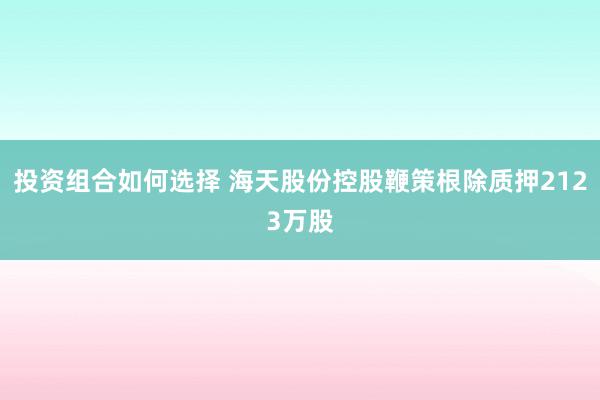 投资组合如何选择 海天股份控股鞭策根除质押2123万股