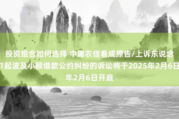 投资组合如何选择 中庸农信看成原告/上诉东说念主的1起波及小额借款公约纠纷的诉讼将于2025年2月6日开庭