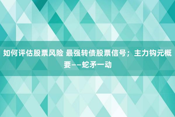 如何评估股票风险 最强转债股票信号；主力钩元概要——蛇矛一动