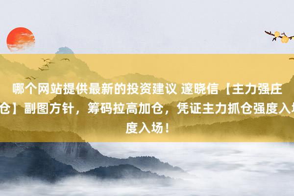 哪个网站提供最新的投资建议 邃晓信【主力强庄抓仓】副图方针，筹码拉高加仓，凭证主力抓仓强度入场！