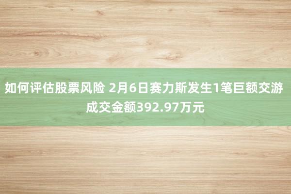 如何评估股票风险 2月6日赛力斯发生1笔巨额交游 成交金额392.97万元