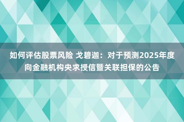 如何评估股票风险 戈碧迦：对于预测2025年度向金融机构央求授信暨关联担保的公告