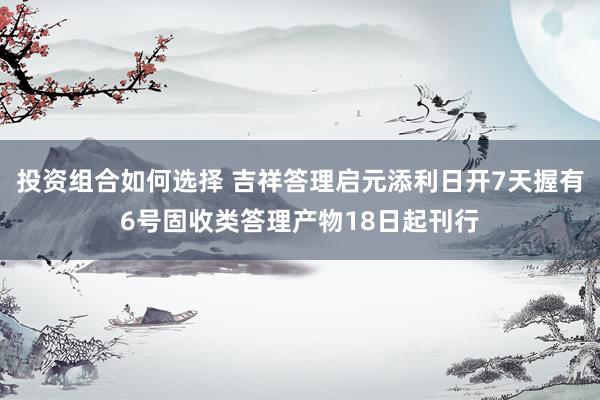 投资组合如何选择 吉祥答理启元添利日开7天握有6号固收类答理产物18日起刊行