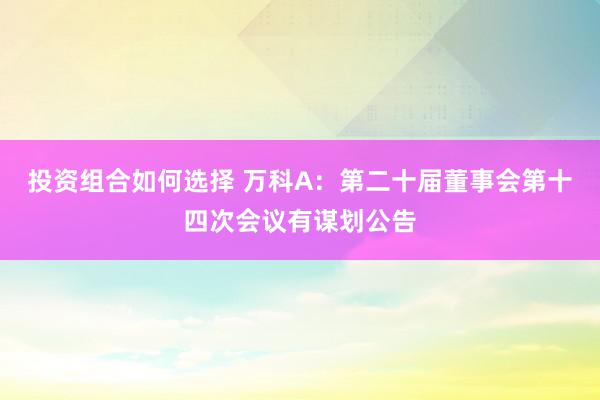 投资组合如何选择 万科A：第二十届董事会第十四次会议有谋划公告