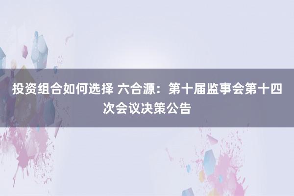 投资组合如何选择 六合源：第十届监事会第十四次会议决策公告