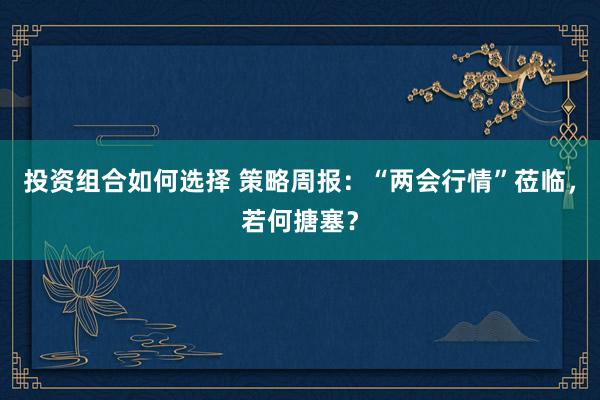 投资组合如何选择 策略周报：“两会行情”莅临，若何搪塞？