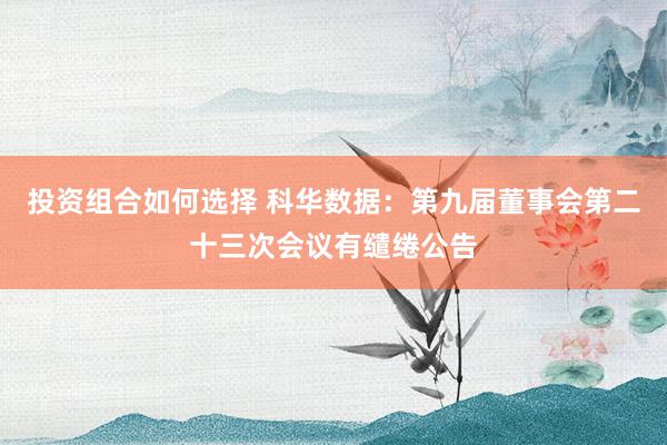 投资组合如何选择 科华数据：第九届董事会第二十三次会议有缱绻公告