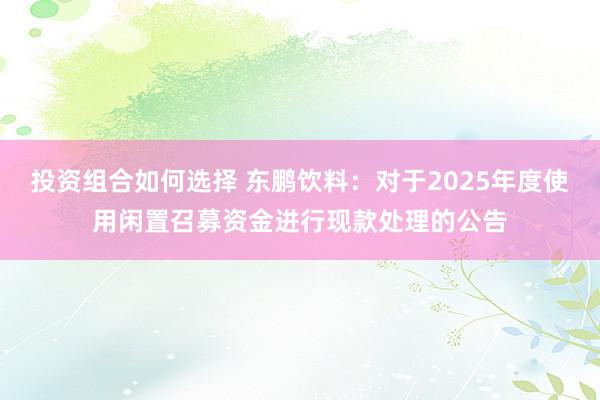 投资组合如何选择 东鹏饮料：对于2025年度使用闲置召募资金进行现款处理的公告