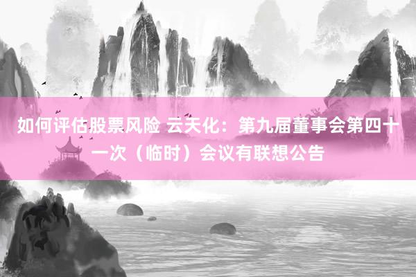 如何评估股票风险 云天化：第九届董事会第四十一次（临时）会议有联想公告