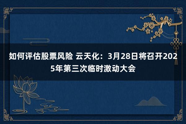 如何评估股票风险 云天化：3月28日将召开2025年第三次临时激动大会