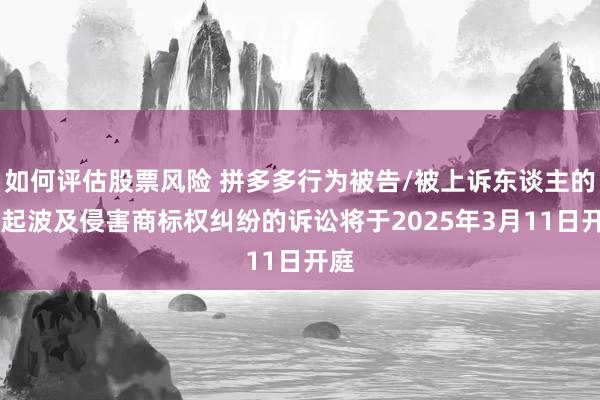 如何评估股票风险 拼多多行为被告/被上诉东谈主的47起波及侵害商标权纠纷的诉讼将于2025年3月11日开庭