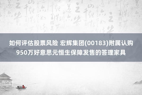 如何评估股票风险 宏辉集团(00183)附属认购950万好意思元恒生保障发售的答理家具