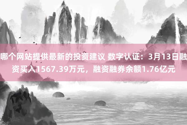 哪个网站提供最新的投资建议 数字认证：3月13日融资买入1567.39万元，融资融券余额1.76亿元