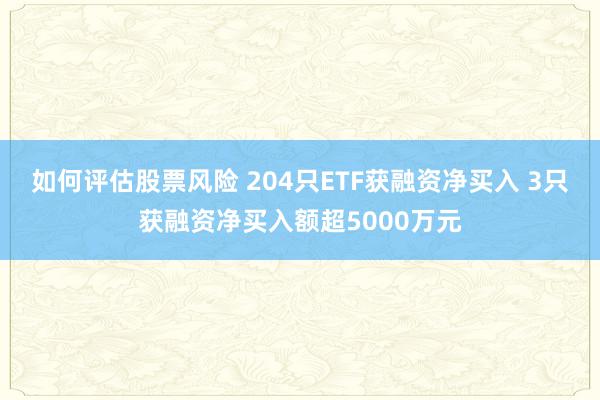 如何评估股票风险 204只ETF获融资净买入 3只获融资净买入额超5000万元